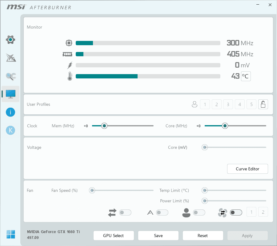 MSI Afterburner Настройки мониторинга